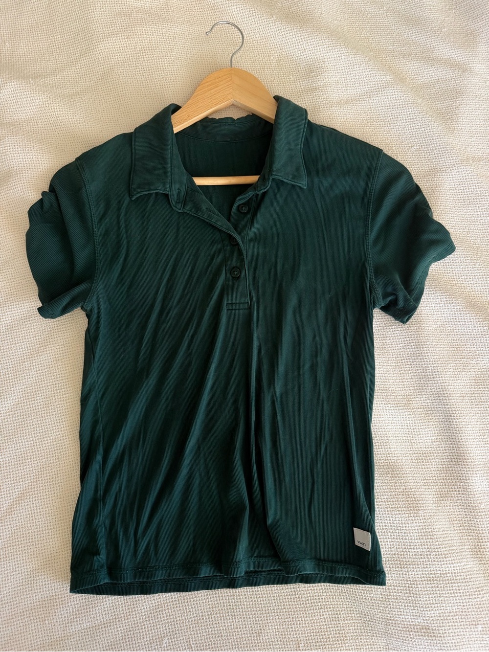 Vuori Murfetta Fitted Polo Ribbed Polo Shirt in Green Size Medium Like New